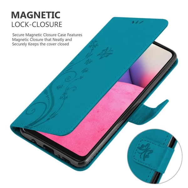 Samsung Galaxy A33 5G Suojakotelo Suojakuori Lompakkokotelo Matkapuhelinkotelo Kukat jossa on magneettisuljenta, jalusta-toiminto ja korttipaikat
