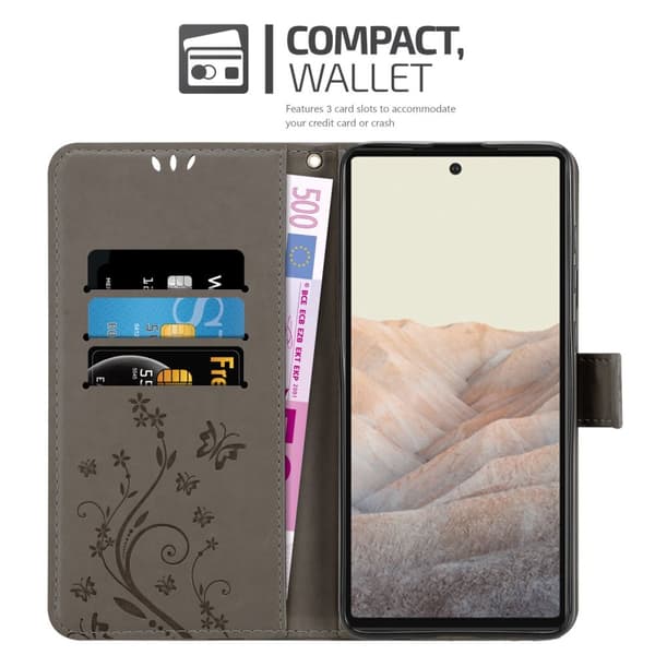 Google PIXEL 6 Skal Fodral i blomdesign Mobilskydd Case Cover med magnetisk stängning, ståfunktion och kortplatser