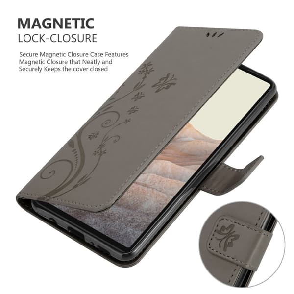 Google PIXEL 6 Skal Fodral i blomdesign Mobilskydd Case Cover med magnetisk stängning, ståfunktion och kortplatser