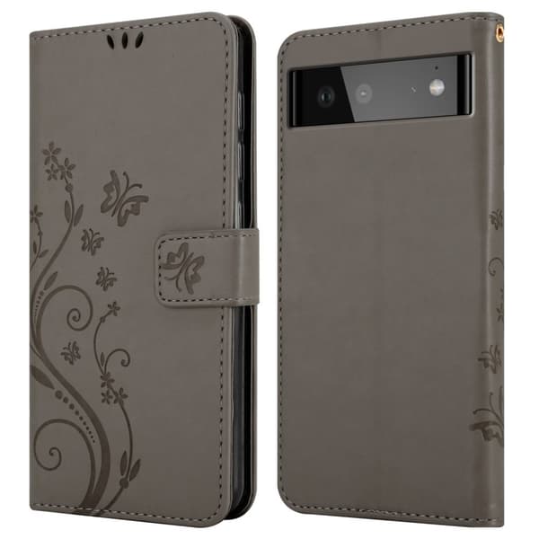 Google PIXEL 6 Skal Fodral i blomdesign Mobilskydd Case Cover med magnetisk stängning, ståfunktion och kortplatser