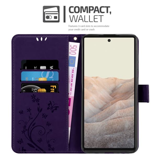 Google PIXEL 6 Skal Fodral i blomdesign Mobilskydd Case Cover med magnetisk stängning, ståfunktion och kortplatser