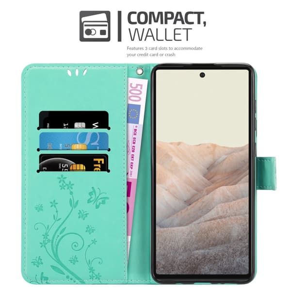 Google PIXEL 6 Skal Fodral i blomdesign Mobilskydd Case Cover med magnetisk stängning, ståfunktion och kortplatser