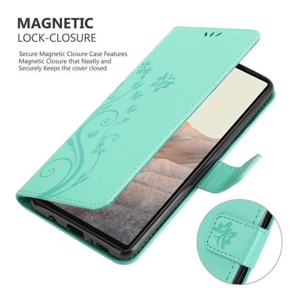 Google PIXEL 6 Skal Fodral i blomdesign Mobilskydd Case Cover med magnetisk stängning, ståfunktion och kortplatser