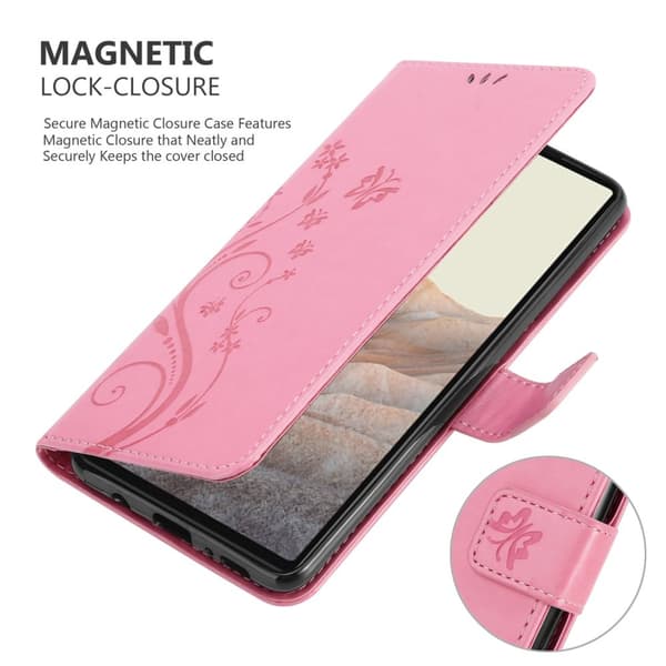 Google PIXEL 6 Skal Fodral i blomdesign Mobilskydd Case Cover med magnetisk stängning, ståfunktion och kortplatser