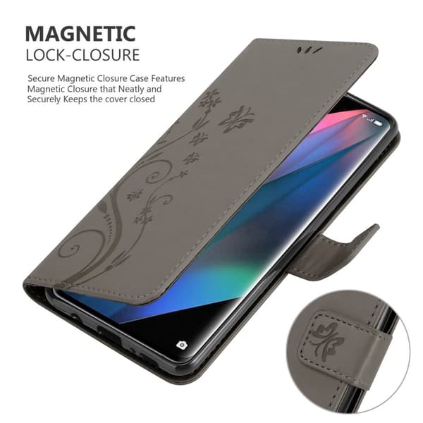 Oppo FIND X3 PRO Suojakotelo Suojakuori Lompakkokotelo Matkapuhelinkotelo Kukat jossa on magneettisuljenta, jalusta-toiminto ja korttipaikat