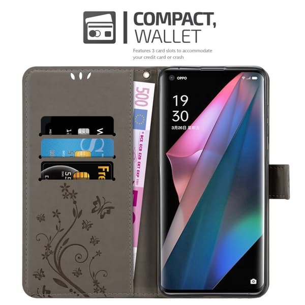Oppo FIND X3 PRO Suojakotelo Suojakuori Lompakkokotelo Matkapuhelinkotelo Kukat jossa on magneettisuljenta, jalusta-toiminto ja korttipaikat