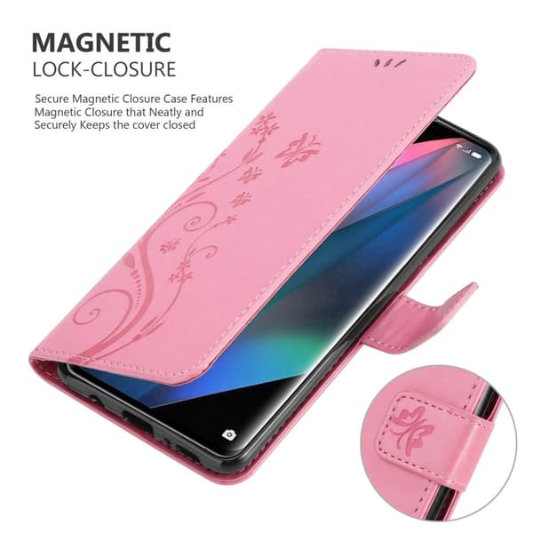 Oppo FIND X3 PRO Suojakotelo Suojakuori Lompakkokotelo Matkapuhelinkotelo Kukat jossa on magneettisuljenta, jalusta-toiminto ja korttipaikat