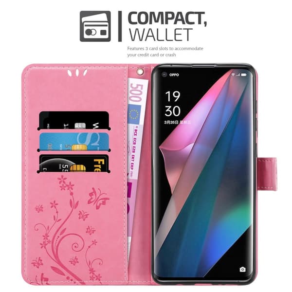 Oppo FIND X3 PRO Suojakotelo Suojakuori Lompakkokotelo Matkapuhelinkotelo Kukat jossa on magneettisuljenta, jalusta-toiminto ja korttipaikat
