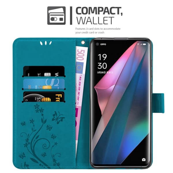 Oppo FIND X3 PRO Suojakotelo Suojakuori Lompakkokotelo Matkapuhelinkotelo Kukat jossa on magneettisuljenta, jalusta-toiminto ja korttipaikat