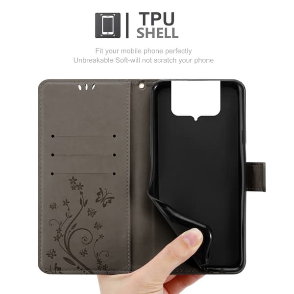 Deksel til Asus ZenFone 8 FLIP Lommebokdeksel i blomster design med magnetisk lukking, stativfunksjon og kortplasser