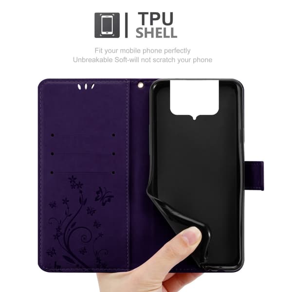 Deksel til Asus ZenFone 8 FLIP Lommebokdeksel i blomster design med magnetisk lukking, stativfunksjon og kortplasser