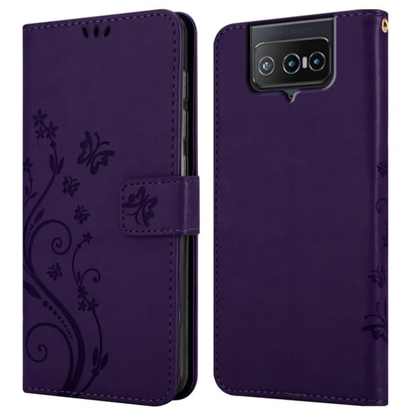 Deksel til Asus ZenFone 8 FLIP Lommebokdeksel i blomster design med magnetisk lukking, stativfunksjon og kortplasser