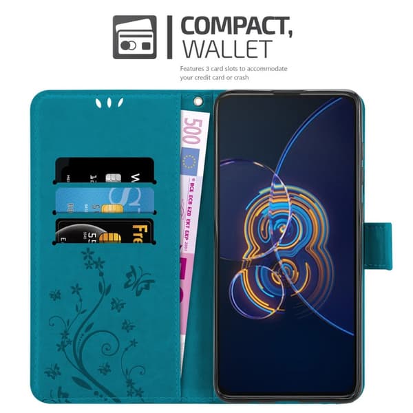 Deksel til Asus ZenFone 8 FLIP Lommebokdeksel i blomster design med magnetisk lukking, stativfunksjon og kortplasser