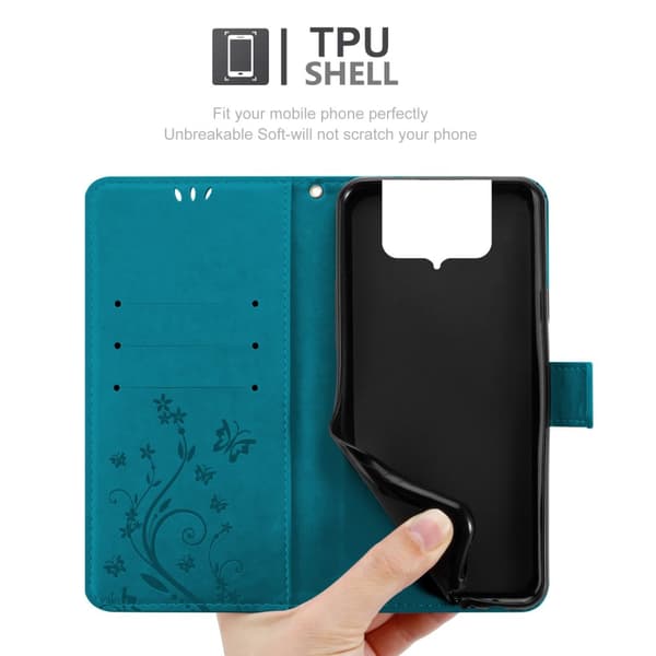 Deksel til Asus ZenFone 8 FLIP Lommebokdeksel i blomster design med magnetisk lukking, stativfunksjon og kortplasser