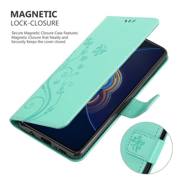 Deksel til Asus ZenFone 8 FLIP Lommebokdeksel i blomster design med magnetisk lukking, stativfunksjon og kortplasser