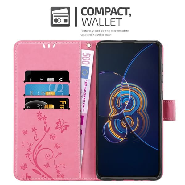 Asus ZenFone 8 FLIP Suojakotelo Suojakuori Lompakkokotelo Matkapuhelinkotelo Kukat jossa on magneettisuljenta, jalusta-toiminto ja korttipaikat