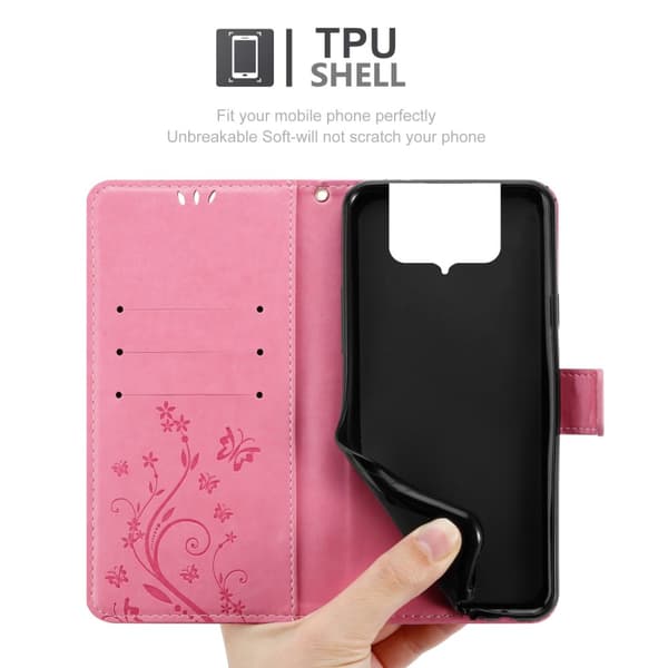 Deksel til Asus ZenFone 8 FLIP Lommebokdeksel i blomster design med magnetisk lukking, stativfunksjon og kortplasser