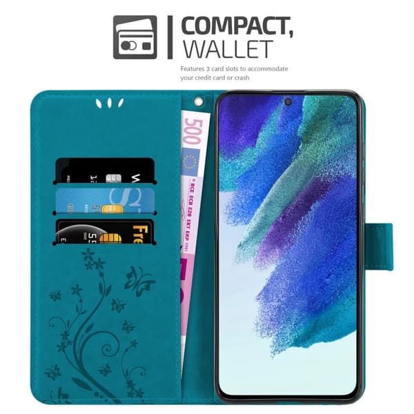 Samsung Galaxy S22 Skal Fodral i blomdesign Mobilskydd Case Cover med magnetisk stängning, ståfunktion och kortplatser