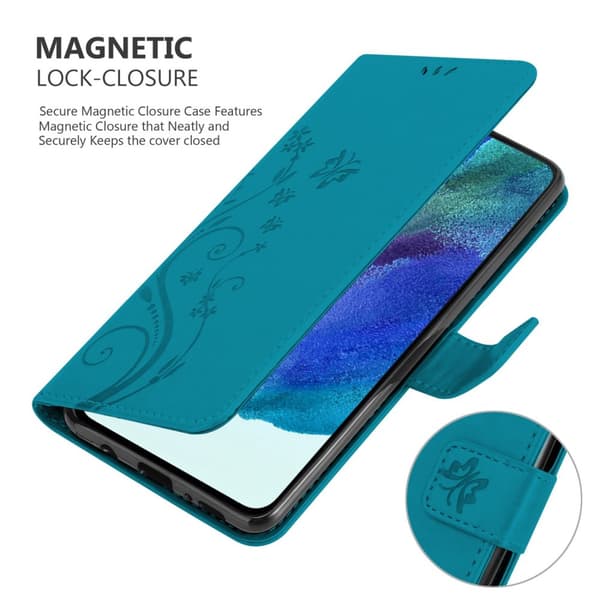 Samsung Galaxy S22 Skal Fodral i blomdesign Mobilskydd Case Cover med magnetisk stängning, ståfunktion och kortplatser