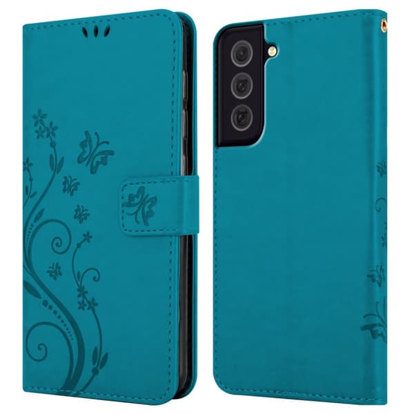 Samsung Galaxy S22 Skal Fodral i blomdesign Mobilskydd Case Cover med magnetisk stängning, ståfunktion och kortplatser