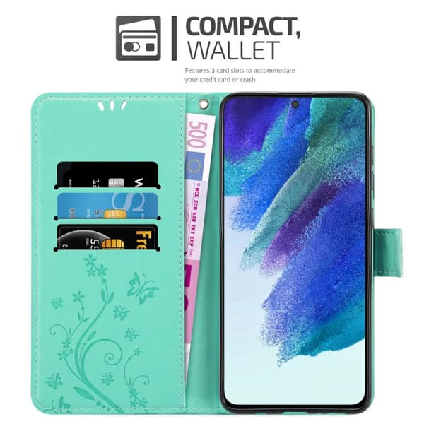 Samsung Galaxy S22 Skal Fodral i blomdesign Mobilskydd Case Cover med magnetisk stängning, ståfunktion och kortplatser