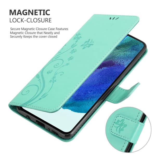 Samsung Galaxy S22 Skal Fodral i blomdesign Mobilskydd Case Cover med magnetisk stängning, ståfunktion och kortplatser