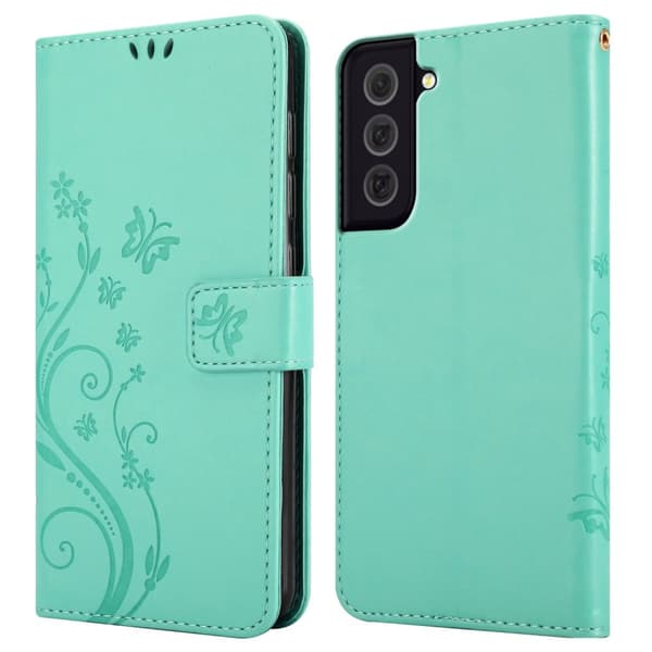 Samsung Galaxy S22 Skal Fodral i blomdesign Mobilskydd Case Cover med magnetisk stängning, ståfunktion och kortplatser