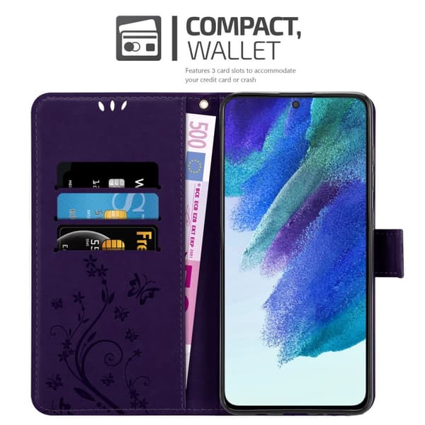 Samsung Galaxy S22 Skal Fodral i blomdesign Mobilskydd Case Cover med magnetisk stängning, ståfunktion och kortplatser
