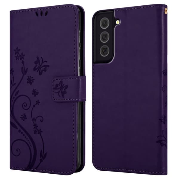 Samsung Galaxy S22 Skal Fodral i blomdesign Mobilskydd Case Cover med magnetisk stängning, ståfunktion och kortplatser