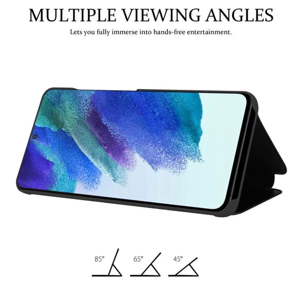 Etui for Samsung Galaxy S22 Deksel Clear View Mirror Beskyttelsesetui med stativfunksjon 360 graders beskyttelse