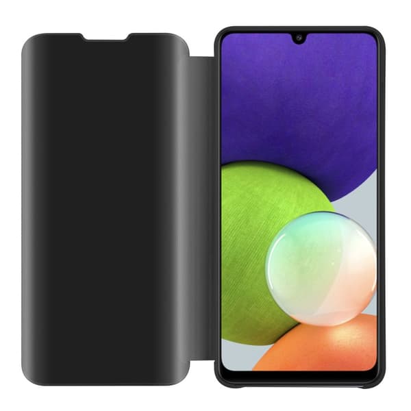 Etui for Samsung Galaxy A22 4G / M22 / M32 4G Deksel Clear View Mirror Beskyttelsesetui med stativfunksjon 360 graders beskyttelse