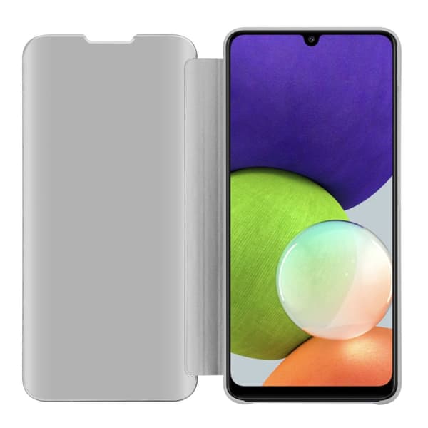 Etui for Samsung Galaxy A22 4G / M22 / M32 4G Deksel Clear View Mirror Beskyttelsesetui med stativfunksjon 360 graders beskyttelse