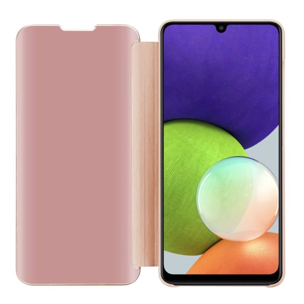 Etui for Samsung Galaxy A22 4G / M22 / M32 4G Deksel Clear View Mirror Beskyttelsesetui med stativfunksjon 360 graders beskyttelse