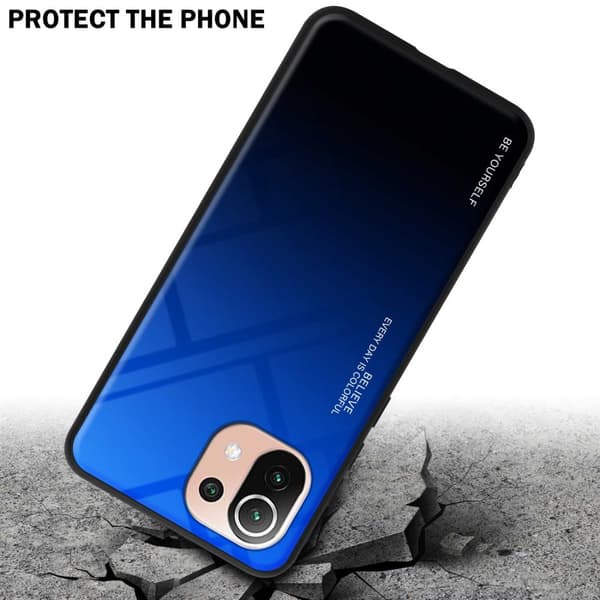 Xiaomi Mi 11 LITE (4G / 5G) / 11 LITE NE Skal Fodral i två färger av TPU-silikon och baksida av härdat glas Case Cover Mobilskydd