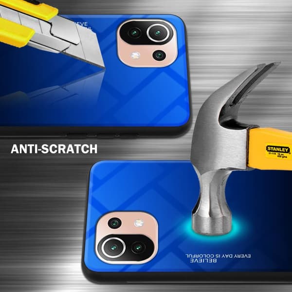 Xiaomi Mi 11 LITE (4G / 5G) / 11 LITE NE Skal Fodral i två färger av TPU-silikon och baksida av härdat glas Case Cover Mobilskydd
