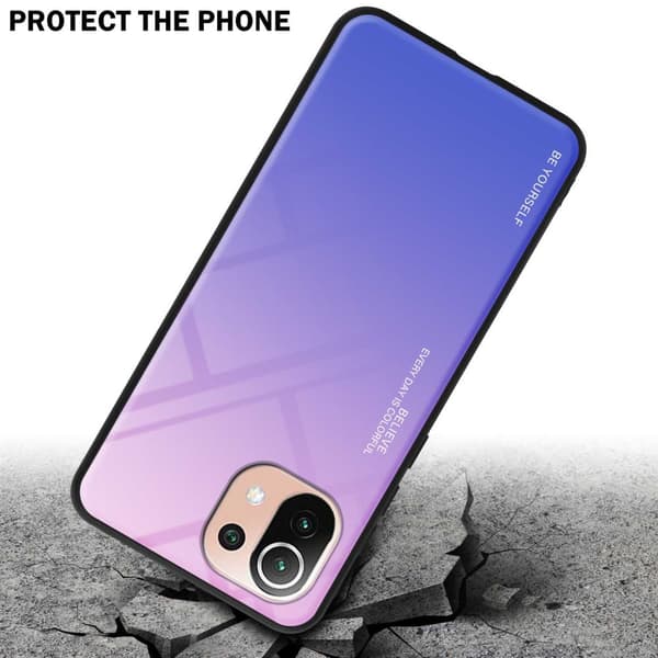 Xiaomi Mi 11 LITE (4G / 5G) / 11 LITE NE Skal Fodral i två färger av TPU-silikon och baksida av härdat glas Case Cover Mobilskydd