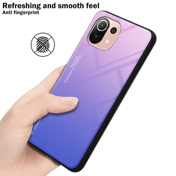 Xiaomi Mi 11 LITE (4G / 5G) / 11 LITE NE Skal Fodral i två färger av TPU-silikon och baksida av härdat glas Case Cover Mobilskydd