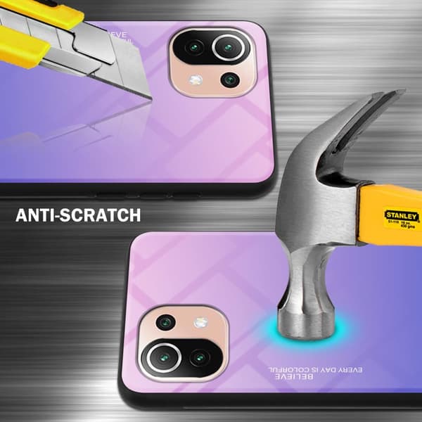 Xiaomi Mi 11 LITE (4G / 5G) / 11 LITE NE Skal Fodral i två färger av TPU-silikon och baksida av härdat glas Case Cover Mobilskydd