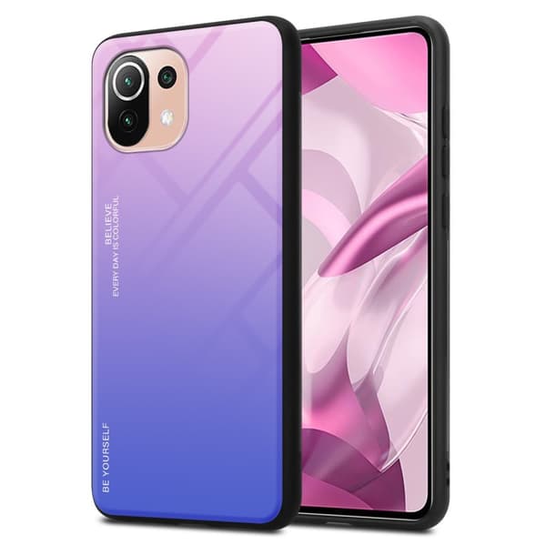Xiaomi Mi 11 LITE (4G / 5G) / 11 LITE NE Skal Fodral i två färger av TPU-silikon och baksida av härdat glas Case Cover Mobilskydd