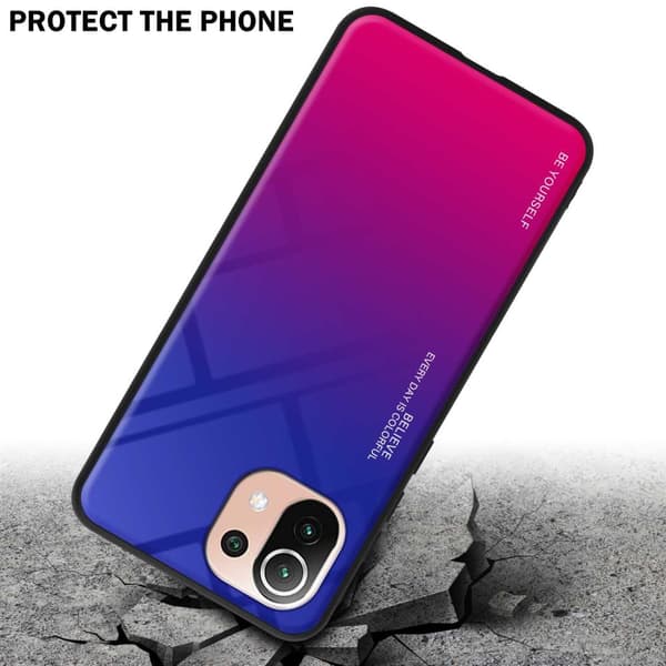 Xiaomi Mi 11 LITE (4G / 5G) / 11 LITE NE Skal Fodral i två färger av TPU-silikon och baksida av härdat glas Case Cover Mobilskydd