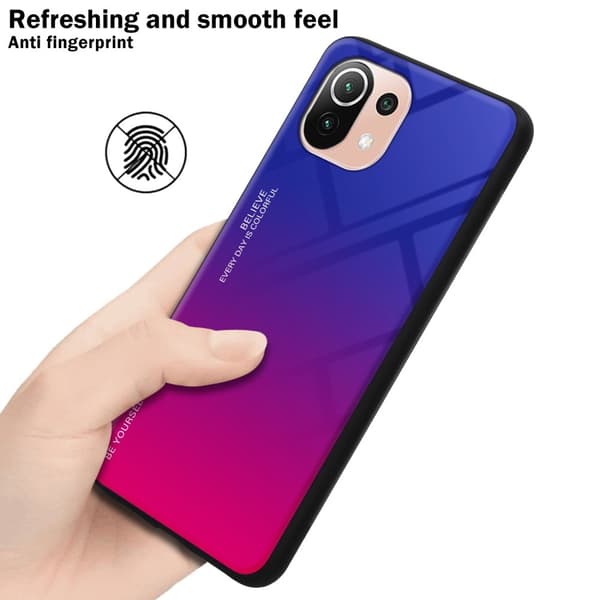 Xiaomi Mi 11 LITE (4G / 5G) / 11 LITE NE Skal Fodral i två färger av TPU-silikon och baksida av härdat glas Case Cover Mobilskydd