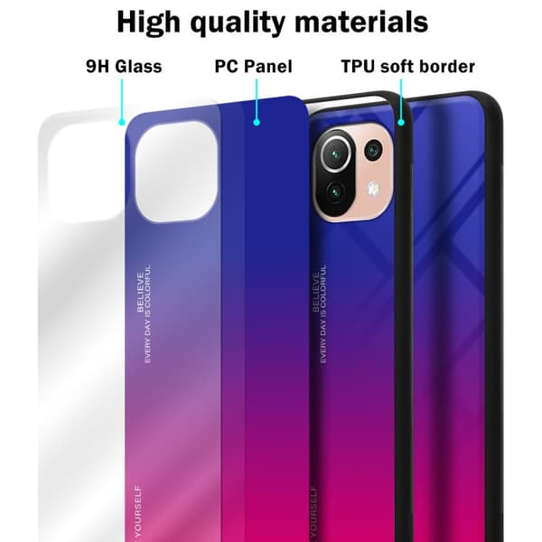 Xiaomi Mi 11 LITE (4G / 5G) / 11 LITE NE Skal Fodral i två färger av TPU-silikon och baksida av härdat glas Case Cover Mobilskydd