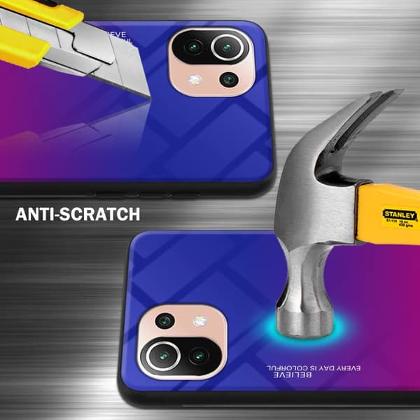 Xiaomi Mi 11 LITE (4G / 5G) / 11 LITE NE Skal Fodral i två färger av TPU-silikon och baksida av härdat glas Case Cover Mobilskydd