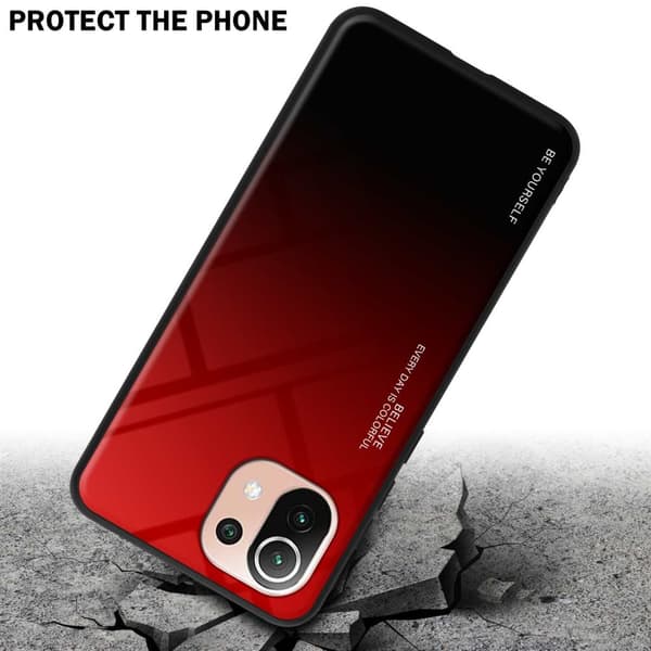 Xiaomi Mi 11 LITE (4G / 5G) / 11 LITE NE Skal Fodral i två färger av TPU-silikon och baksida av härdat glas Case Cover Mobilskydd