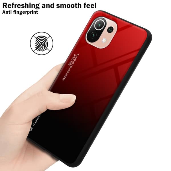 Xiaomi Mi 11 LITE (4G / 5G) / 11 LITE NE Skal Fodral i två färger av TPU-silikon och baksida av härdat glas Case Cover Mobilskydd