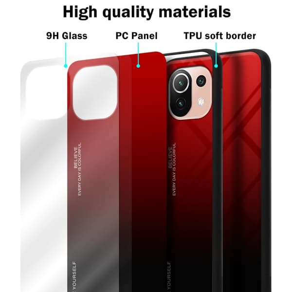 Xiaomi Mi 11 LITE (4G / 5G) / 11 LITE NE Skal Fodral i två färger av TPU-silikon och baksida av härdat glas Case Cover Mobilskydd