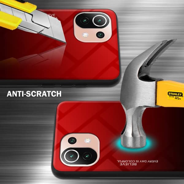 Xiaomi Mi 11 LITE (4G / 5G) / 11 LITE NE Skal Fodral i två färger av TPU-silikon och baksida av härdat glas Case Cover Mobilskydd