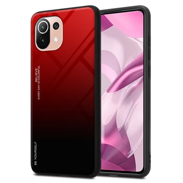 Xiaomi Mi 11 LITE (4G / 5G) / 11 LITE NE Skal Fodral i två färger av TPU-silikon och baksida av härdat glas Case Cover Mobilskydd
