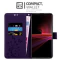 Miniatyrbilde 3 av 8: Deksel til Sony Xperia 1 III Lommebokdeksel i blomster design med magnetisk lukking, stativfunksjon og kortplasser