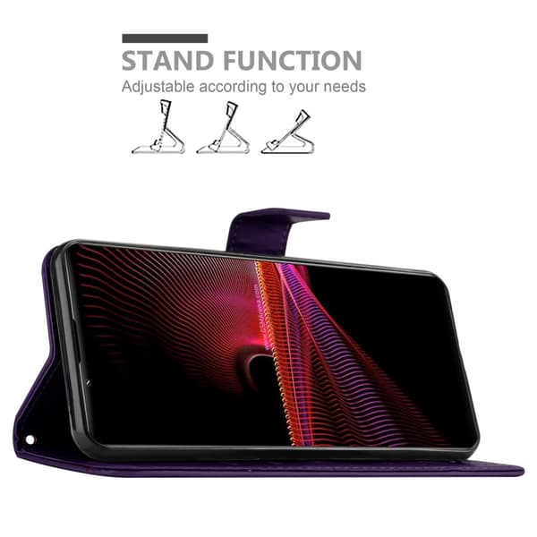 Deksel til Sony Xperia 1 III Lommebokdeksel i blomster design med magnetisk lukking, stativfunksjon og kortplasser